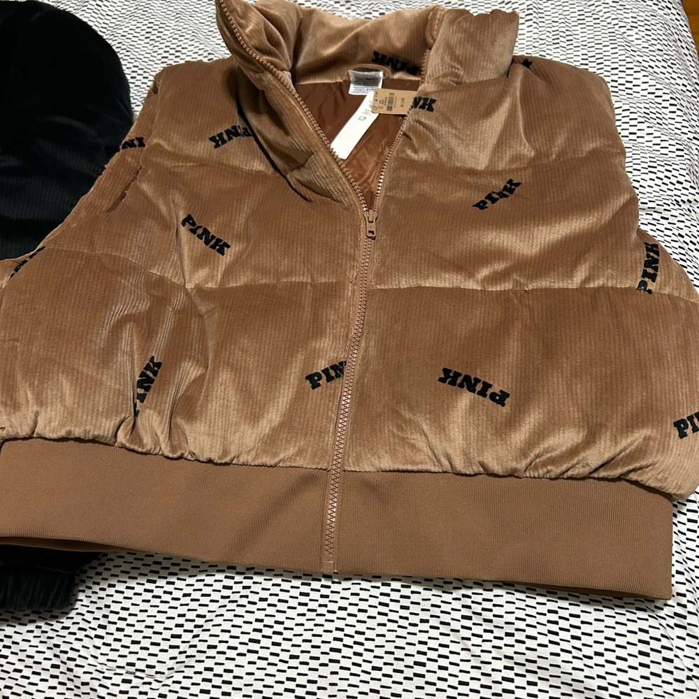 Brown PINK Puffer Vest